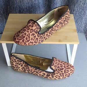 Women's Leopard Print Loafer Flats Slip On Shoes Size 10